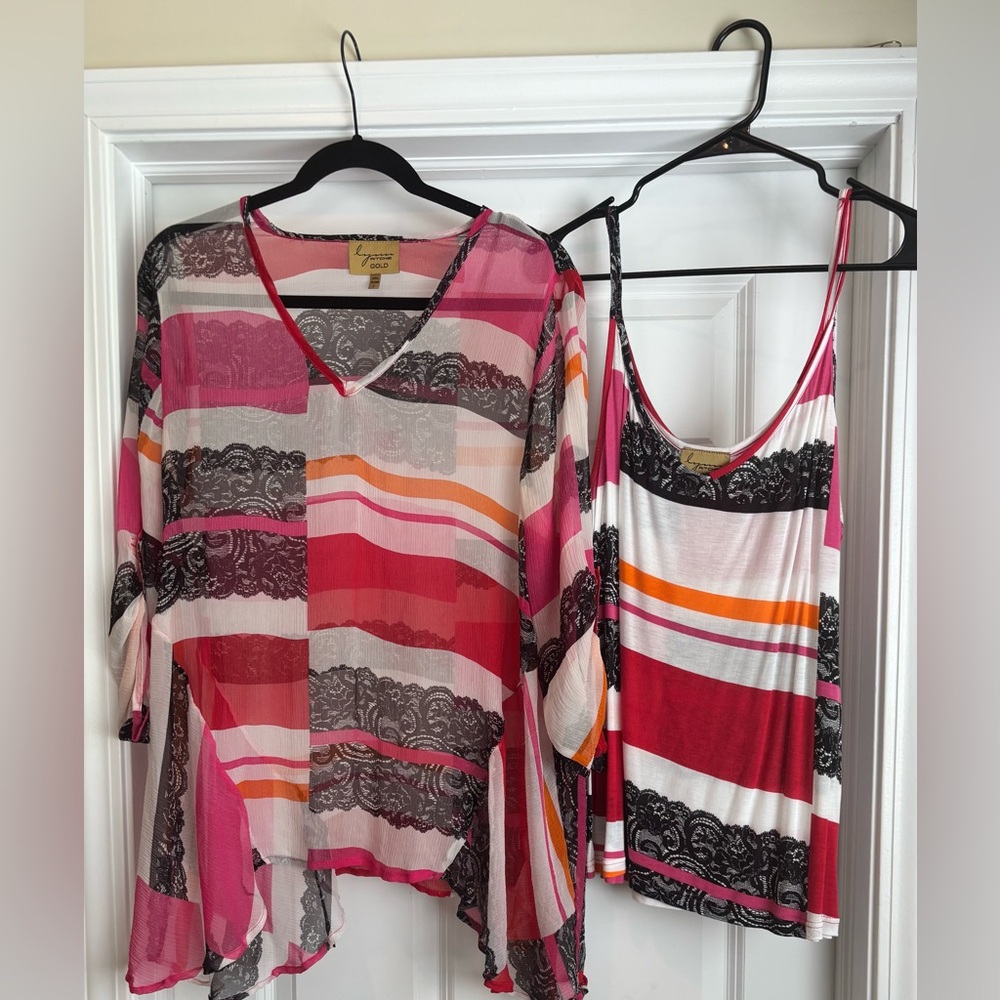 Women's Pink, Red, and Black Set by Lynn Ritchie - Size Large